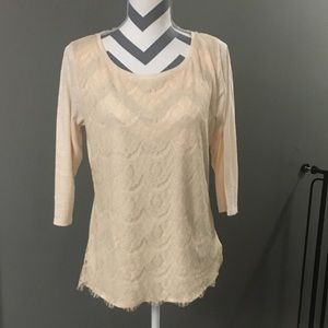 Light Pink/Blush Lace Top Large